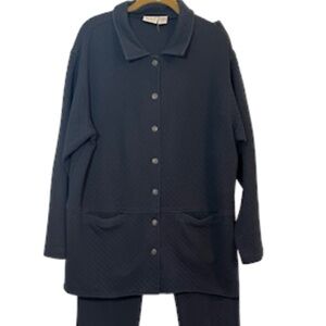 Woolrich Sweater Pant Set L Black Quilted Vintage Classic Minimalist Lagenlook